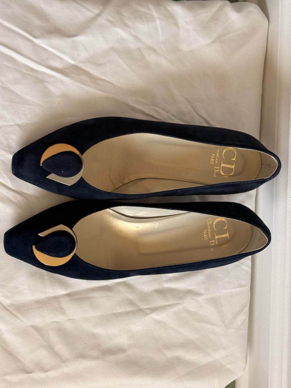 Vintage Dior CD logo flats with rare suede Dior low heel - Picture 5 of 9